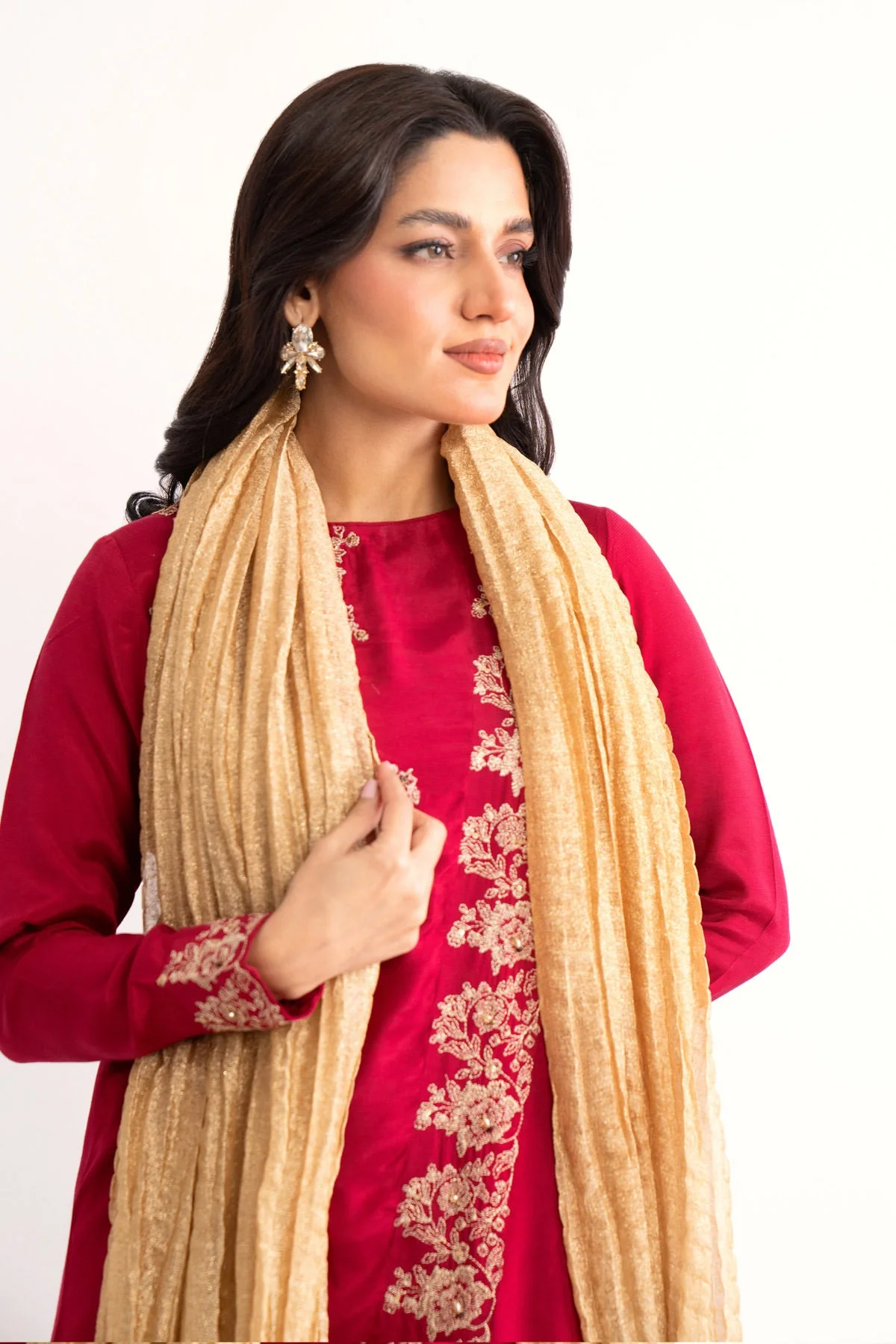1 Piece Golden Solid Dupatta (AA5446) - Image 3