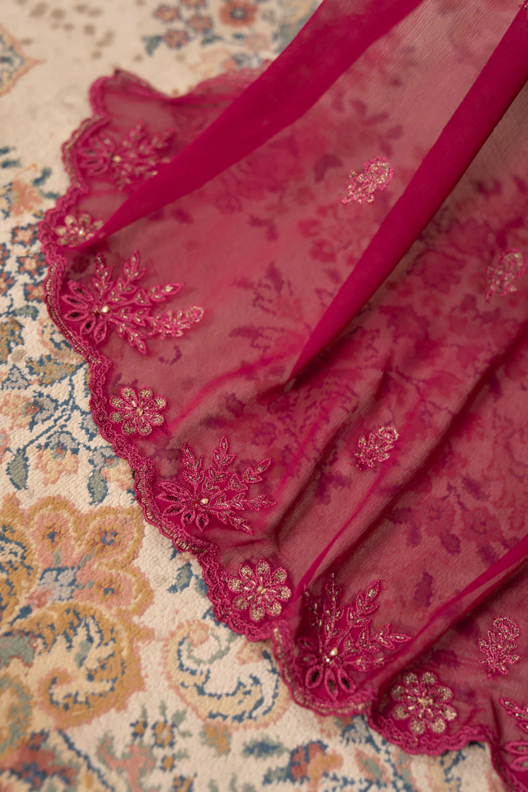 1 Piece Chiffon Embroidered Dupatta (AA5460) - Image 5