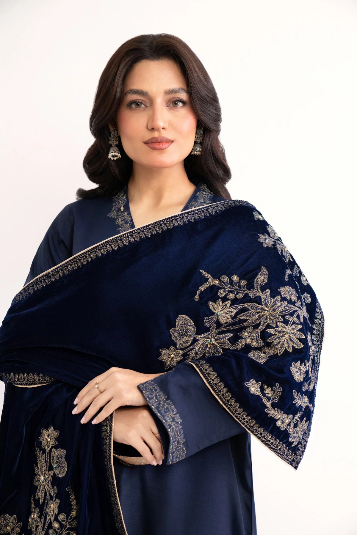1 Piece Blue Embroidered Stole (AV0037) - Image 3