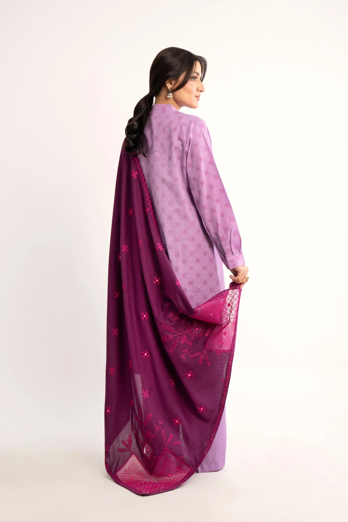 1 Piece Purple Embroidered Shawl (BS0041) - Image 4