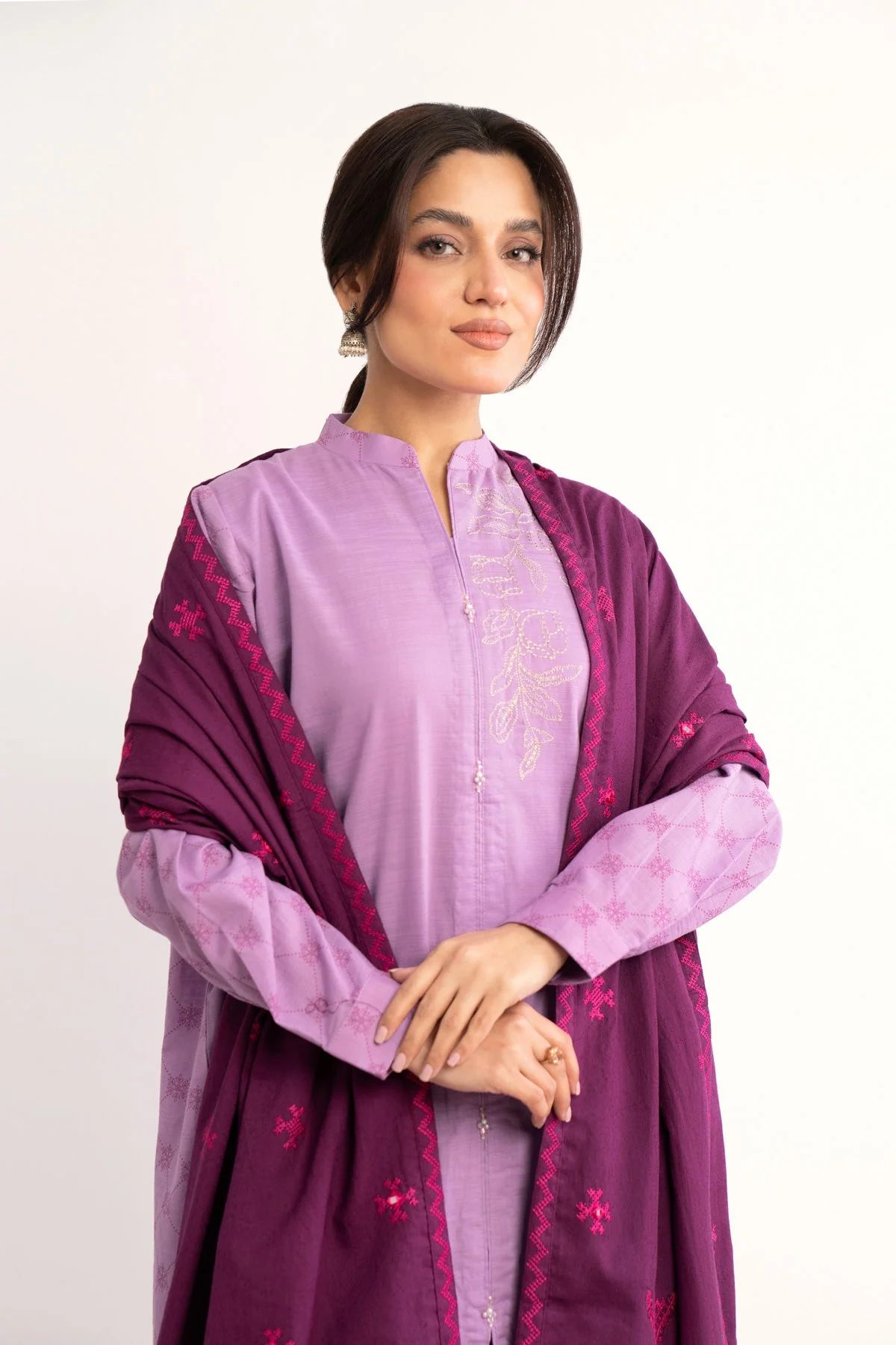 1 Piece Purple Embroidered Shawl (BS0041) - Image 5
