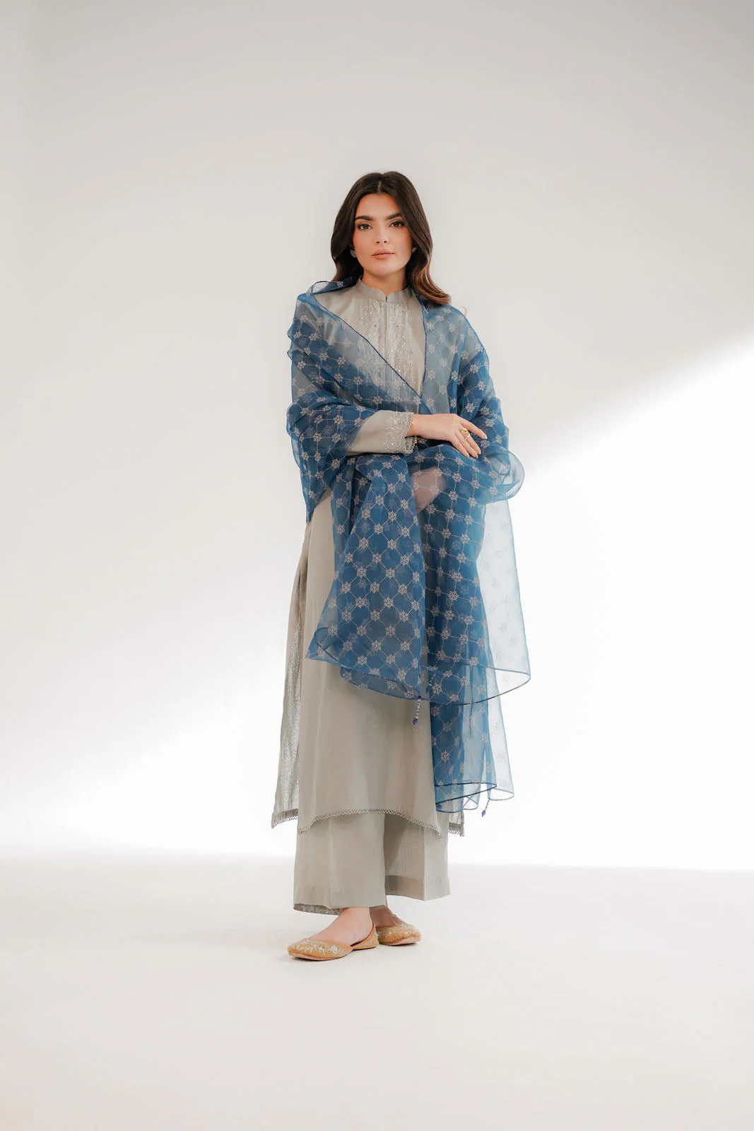 1 Piece Printed Organza Printed Dupattas/Stoles (FD0066) - Image 3