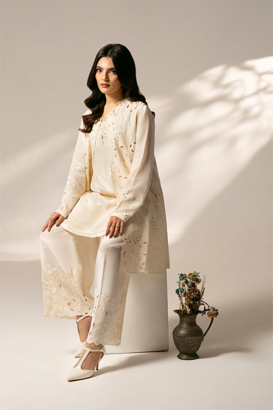 2 Piece Raw Silk Embroidered Suit (FL0074) - Image 3