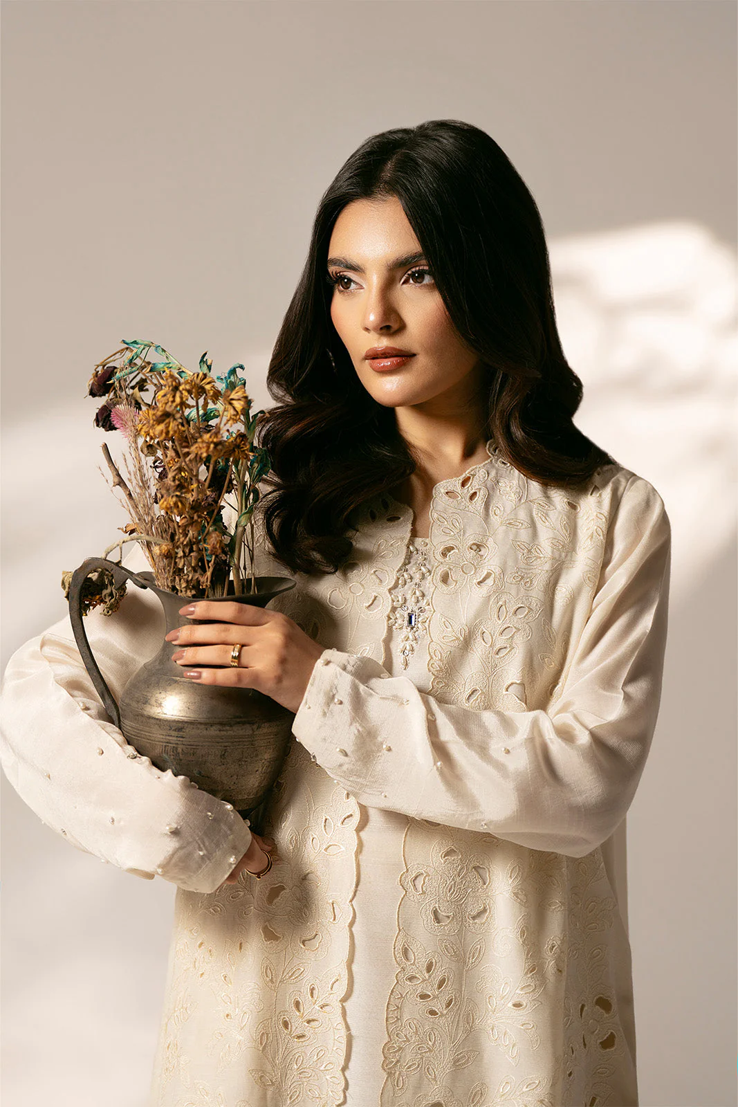 2 Piece Raw Silk Embroidered Suit (FL0074) - Image 5