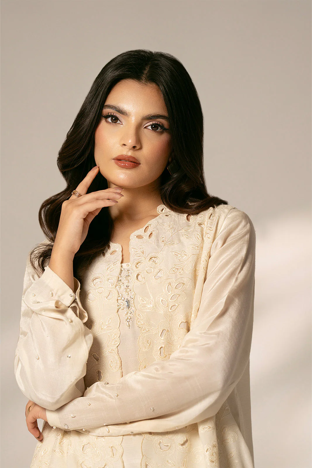 2 Piece Raw Silk Embroidered Suit (FL0074) - Image 9
