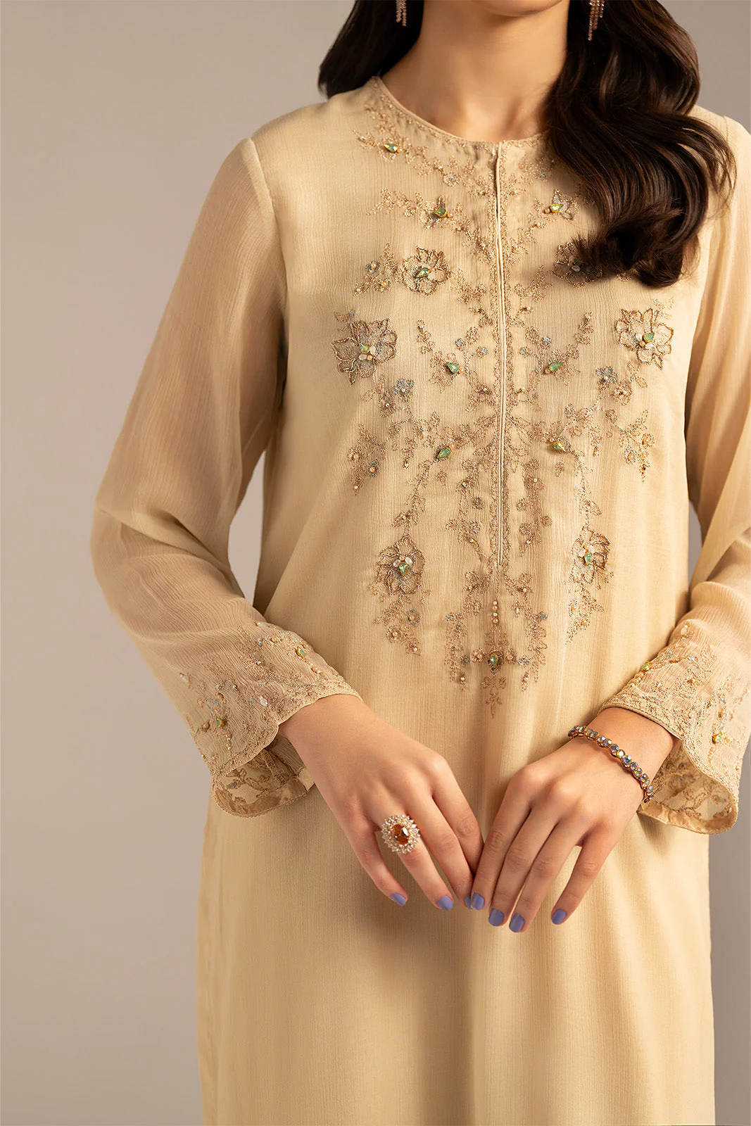 1 Piece Chiffon Embroidered (FL0099) - Image 5